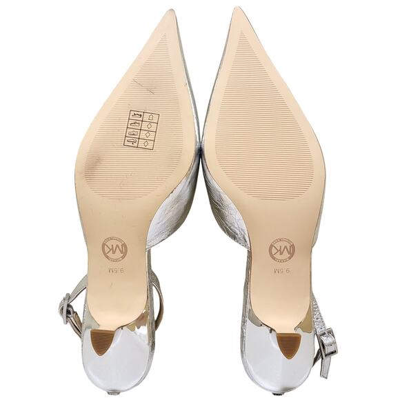 Michael Michael Kors Luna Kitten Slingback Pump Heels Silver Metal Size US 9.5M - Picture 5 of 6